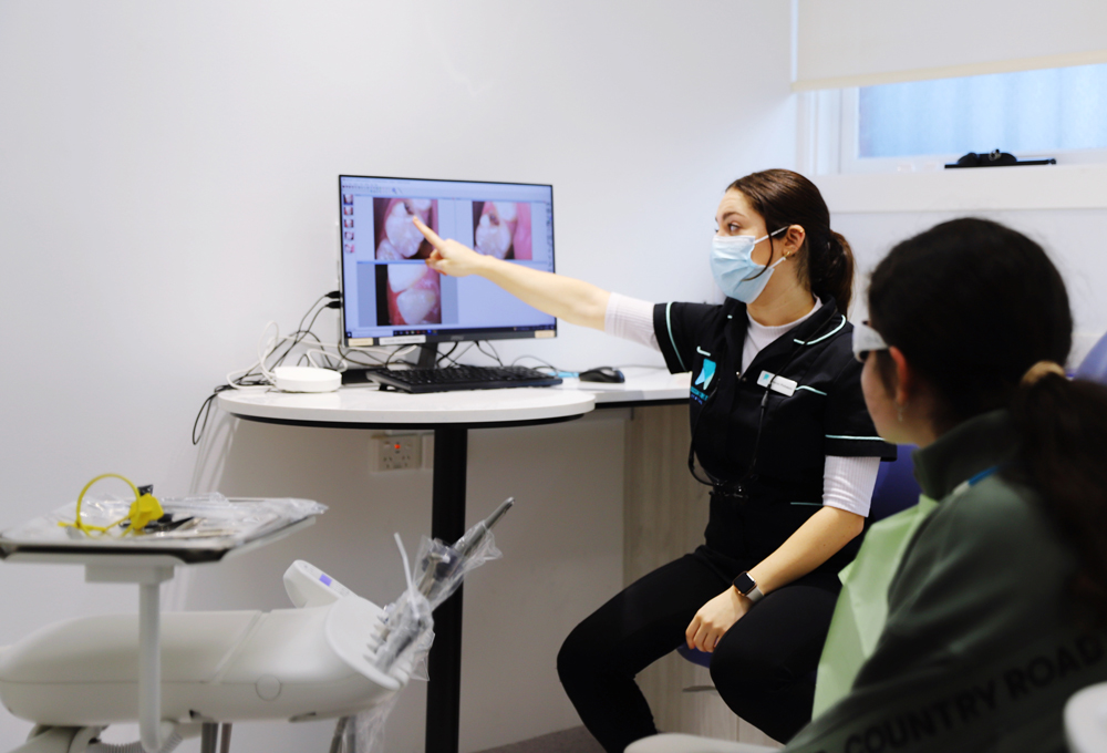 Orthodontist showing xray